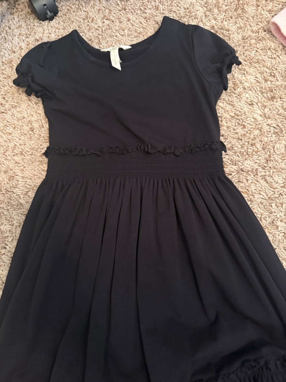 Matilda Jane Black Short Sleeve Ruffle Smocked Waist Dress